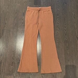 Sunday best brown waffle flare pants Small